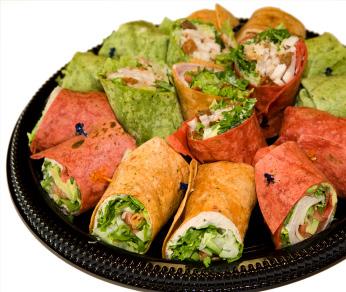 Sandwiches Wraps Sandwiches can be ordered in individual boxes or on disposable platters. Wraps can be ordered in individual boxes or on disposable platters.