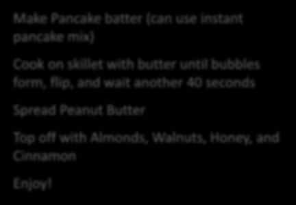Honey Walmond Pancakes Make Pancake batter (can use
