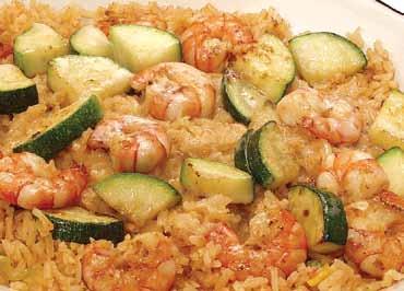 95 Camarones con Arroz Grilled shrimp and zucchini on a bed of rice with melted cheese 10.