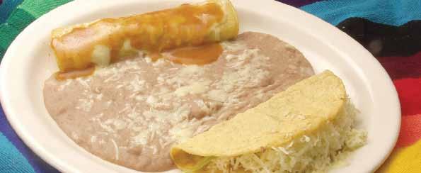 25 Burrito Deluxe A flour tortilla filled with ground beef or chicken, cheese and beans smothered in burrito sauce topped with lettuce, tomato and sour cream 5.50 Special Lunch No.