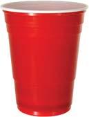CAPRI RED PARTY CUPS Polypropelene red cups with white plastic lining suited to beer and spirits.