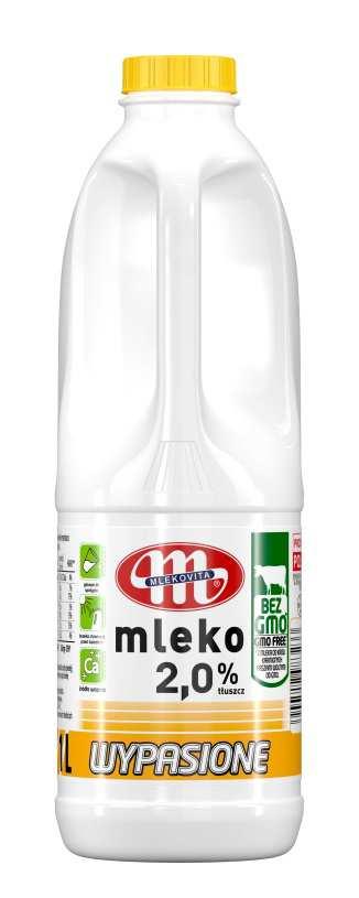 11. WYPASIONE Pasteurized milk, 2% fat, 1 L bottle with handle Wypasione milk offered in an innovative HDPE bottle, which is environmentally friendly and prevents milk from light, is a new product in