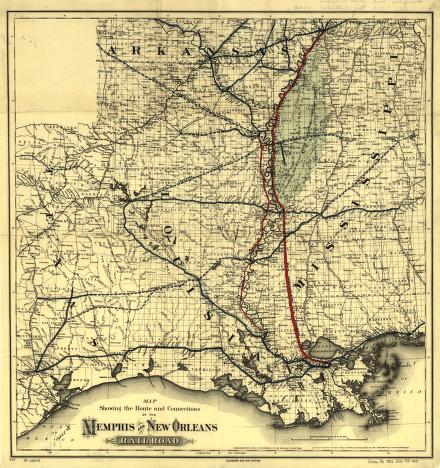 Louisiana Railroads Network in 1874 As Edward King noted in his 1875 report on his journey throughout the South, the development of railroads had then become one of the most pressing needs for New