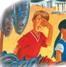 Jake snapped his fingers for the fifth time that day. Moments later, the children landed in a Greek market. Oh, smell the fish! gasped Ruby as she held her nose.