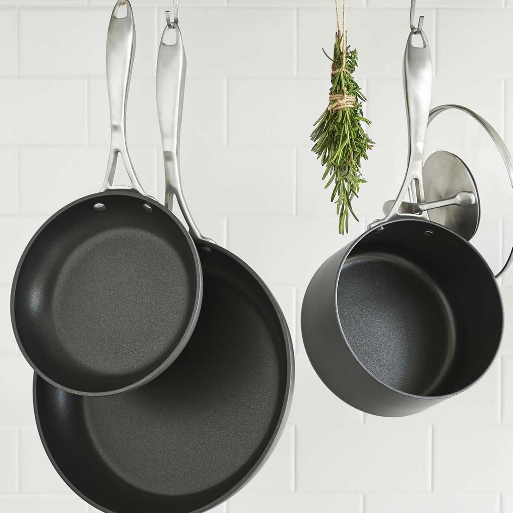 STORAGE It s best if you can store your pans hanging, with plenty of space between them. You could also stack your pans for storage.