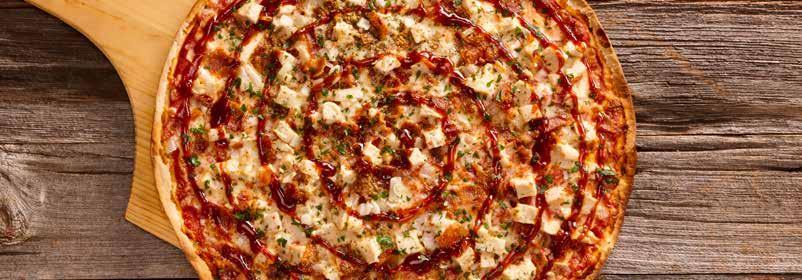 BBQ Chicken Pizza classic Pies Mozzarella, Parmesan and Romano cheeses THE CARNIVORE Pepperoni, sausage, applewood-smoked bacon, Zaffiro s pizza sauce LARGE 19.50 2260 cal MEDIUM 16.