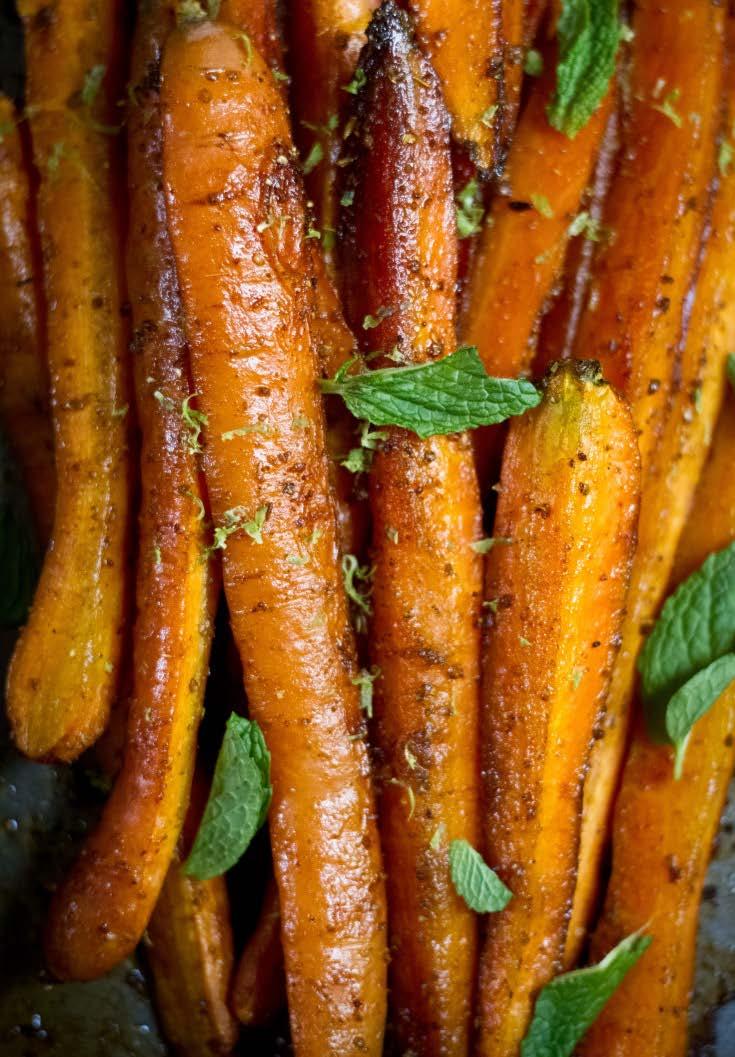 SIDE DISH: CUMIN ROASTED CARROTS SERVES: 2-4 PREP TIME: 10 minutes COOKING TIME: 30 minutes 1 pound carrots 1 tablespoon melted coconut oil 1 tablespoon coconut palm nectar 2 teaspoons freshly ground