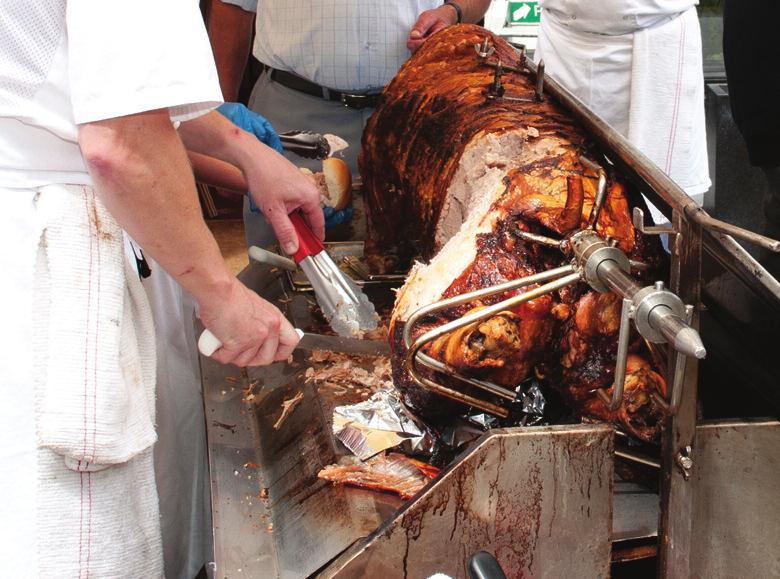 EVENING BUFFETS AND PIG ROASTS 2015 PIG ROAST BUFFET Carved Pig Roast with baps, seasoning and apple sauce Choice of two cold meats (beef, ham or turkey) Egg Mayonnaise Vegetable Quiche Salad Bowls