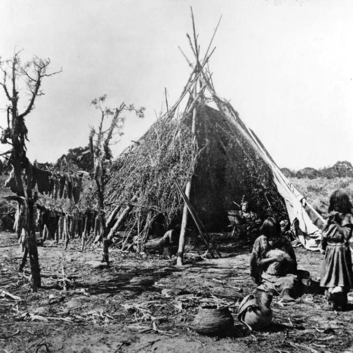 Historic Photograph of a Ute Wickiup Historic photograph of a Ute wickiup. Photograph courtesy of Utah Historical Society.