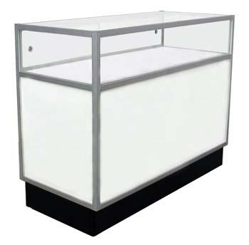 ONE THIRD VISION SHOWCASE MODEL SC113 Length 30 36 48 60 72 Width 21 Height 38 21 high storage area with melamine front & side panels 8 high display area with glass top, front & side panels Melamine