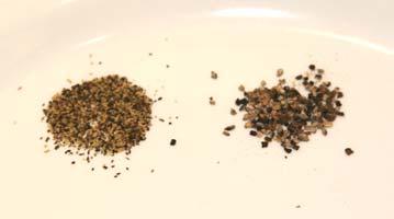 (e) Kinds of ground pepper (f) (g) For this cookie recipe, you will want to use regular ground pepper (on the left), and not coarse grind (on the right).