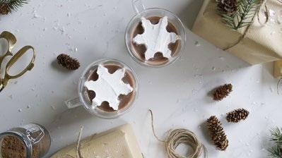 Whipped Cream Snowflakes & Cocoa It looks like it s snowing in our kitchen! All you need is a batch of fluffy whipped cream and a snowflake cookie cutter to make this festive delight.