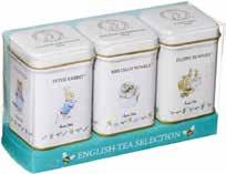 Three classic tea blends are available in individual tins of 20