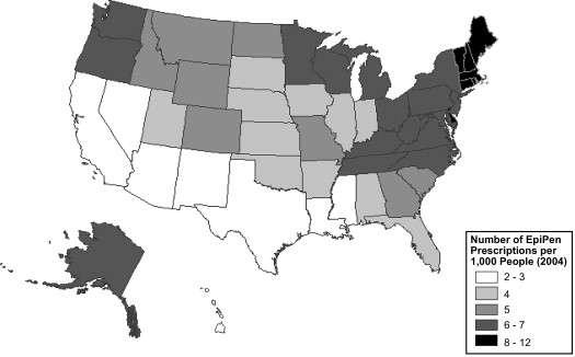 Regional EpiPen prescriptions in United States and Australia Mullins et al.
