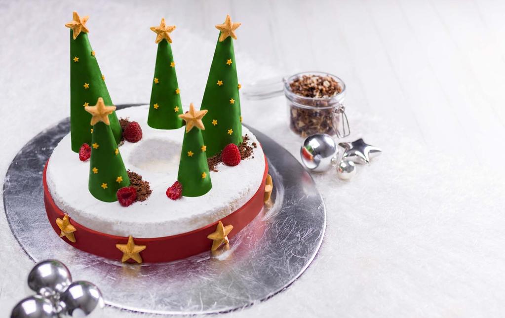 CHRISTMAS 2017 CHRISTMAS CELEBRATION CAKE by Paul Gardin FOR A RING OF 18 CM. RING INCLUSION: 8 CM. INGREDIENTS (RASPBERRY GEL) 250 g raspberry puree 25 g sugar 2.5 g agar-agar 1.