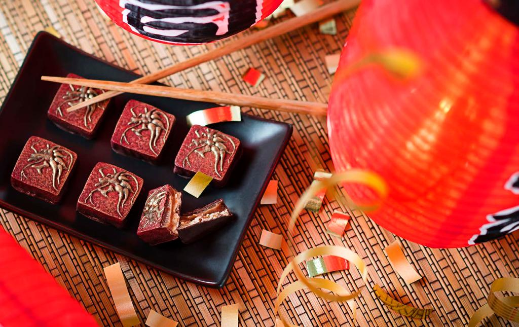CHINESE NEW YEAR 2018 POWER OF DRAGON by François Galtier INGREDIENTS (CHOCOLATE COVERING) 2000 g Essential 54 Belgian dark couverture chocolate 500 g Sensation 72 Belgian dark couverture chocolate 1.