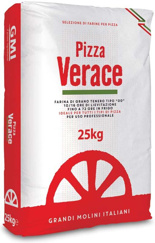 Pizza Verace suitable both for pan pizza and for thin traditional pizza 10-16 hours ROOM TEPERATURE Up to 3 DAYs in the refrigerator W 300 IngredientS Type 00 Soft wheat flour.