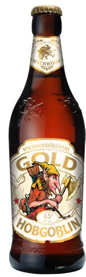 Ruby beer that delivers a delicious chocolate toffee malt flavour, balanced with a rounded moderate bitterness. ABV 5.2% Hobgoblin Gold 4.