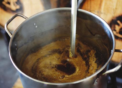 Dried extract will clump on the surface of the water. Stir until all clumps have dissolved. 5. Once dissolved, turn your heat on high to get the 3 gallons or so of wort back to a boil.