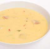 soup is made with seasoned chicken, corn, black beans and peppers simmered with fragrant