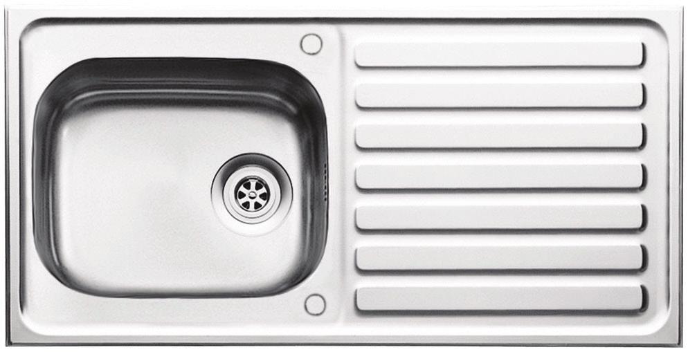 Single Bowl Sink Stainless steel (chrome) 17TRADE010 Single bowl sink Reversible Min Base Unit: 500mm Bowl Depth: