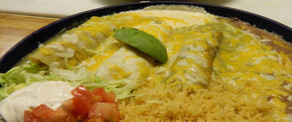 Choose One: Burrito, Chalupa, Chimichanga, or Chile Relleno...$11.50 Mucho DOS ITEMS ( Choose any Two Items) 1. Choose Any Two: Enchilada, Taco, Tamale, or Tostada... $12.50 2.