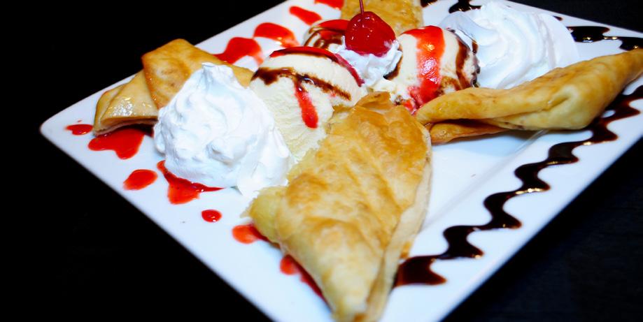 POSTRES Sweet Endings Churros $5.99 Authentic Mexican pastry sticks golden-fried and sprinkled with cinnamon sugar & served with strawberry and chocolate syrup for dipping.