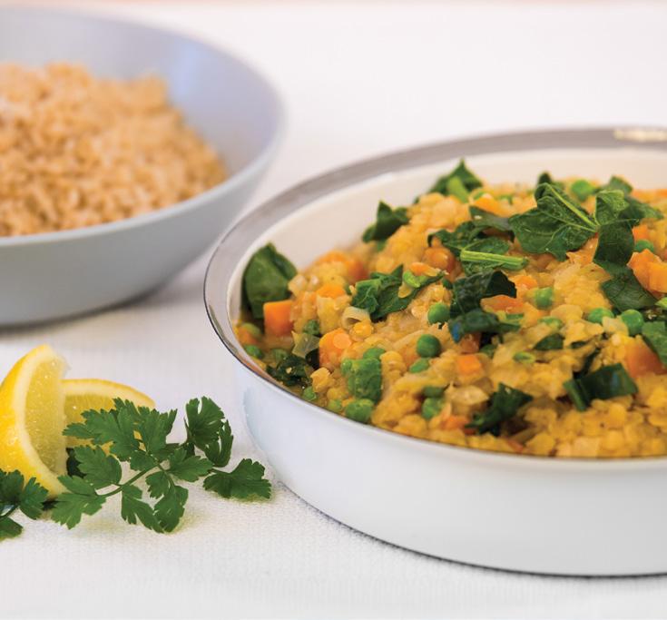 Red lentil and vegetable curry Serves 6 2 onions, diced 1-2 cloves garlic, crushed 1 tablespoon chopped fresh ginger 1 tablespoon curry paste 1 litre water 1 vegetable stock cube 3 carrots, peeled
