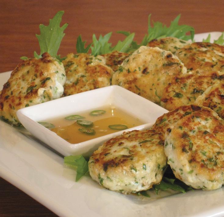 Thai fish cakes 480 grams frozen hoki, thawed and diced ¼ cup chopped fresh coriander 1 tablespoon finely chopped fresh ginger 1 chilli, finely chopped 1 spring onion, thinly sliced 2 kaffir lime