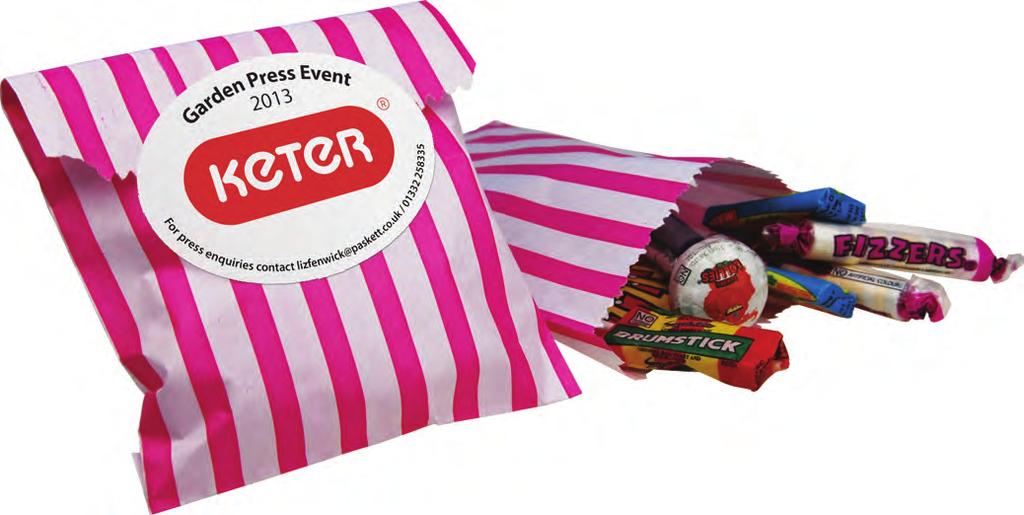 Candy Striped Sweet Bags Our candy striped sweet bags come in 2 sizes and a variety of colours.