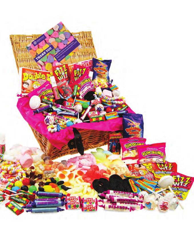 Sweet Hampers Our range of sweet hampers come with a huge variety of contents options. Sweet option: retro sweet mix, traditional sweet mix, individual sweets.
