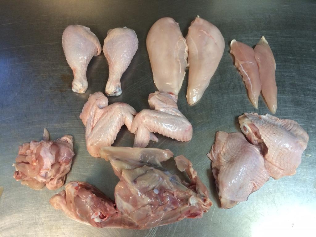 Trim!!! There is almost a half of a pound of trim from each chicken. Makes great sausage or stir fry! Save the carcass / fee / neck for bone broth Homemade Processing station Hose 25 + 1.
