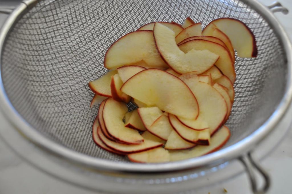 7. Place the apples on the dough, as shown in my