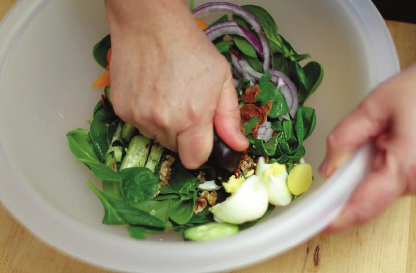 How to Make Any Chopped Salad 1. Wash and select your fresh salad ingredients, then add them to your bowl.