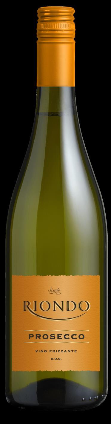 Scudo Prosecco Frizzante White wine, Frizzante 11% vol 14 g/liter 6-8 C Cold maceration of the grapes, natural fermentation at a controlled temperature of 16 C.