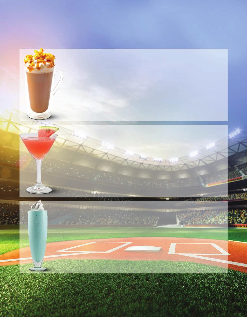 It s game time! Change up your menu offerings and be the first to pitch these all-star beverages to your customers they re sure to be a hit! CARAMEL CORN LATTE Glass size: 16 oz. 1/2 oz.