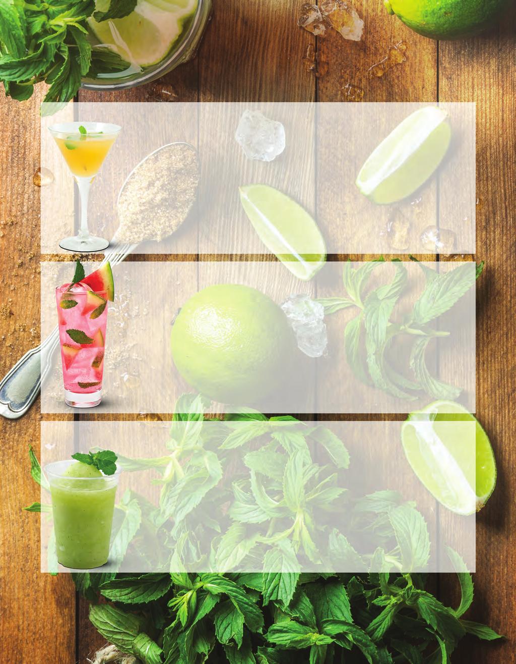 The refreshing combination of cool mint and tangy lime is a classic! Check out these delicious mojito-inspired recipes, with a twist. MANGO MOJITO MARTINI Glass size: 7 oz. 1 1/2 oz.