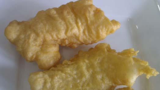 Battered pangasius fillet, portion and