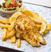 Brushed with lemon garlic butter served with salad & fries 27