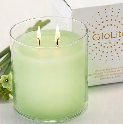60 GLOLITE BY PARTYLITE TM Exclusive technology GloLite by PartyLite TM is The World s Brightest Candle TM Top-to-bottom glow the instant it s lit Burn time: 50-60 hours each 40 % OF SALES GO TO THE