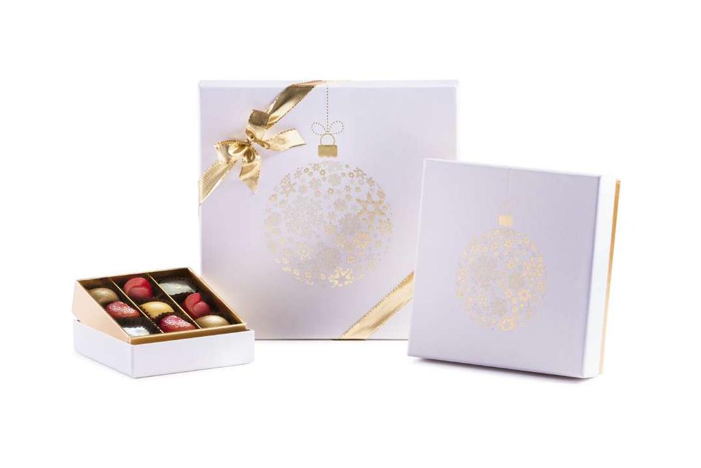 WINTER WHITE Snowhite festive boxes adorned with gold festive design SMALL MEDIUM LARGE CONTENTS P23622426 P23622427 P23622428 ASSORTED DATES 130g 290g 465g ASSORTED