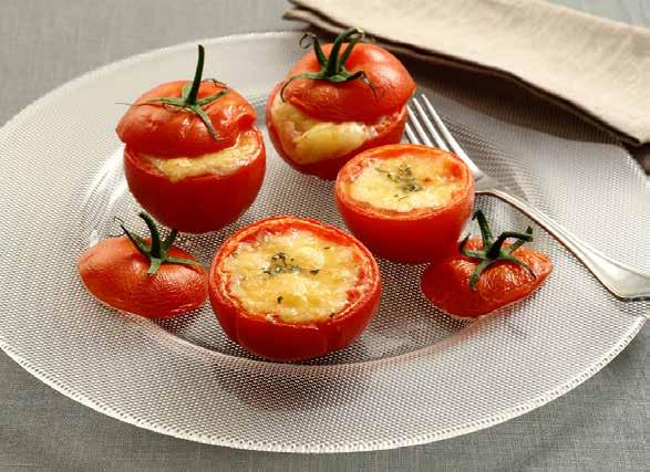Baked Tomatoes Serves 4 Cooking functions: Baked 600 g fresh tomatoes, 150 g grated cheddar cheese, 1 teaspoon dried oregano, salt, pepper. Wash the tomatoes and cut into halves.