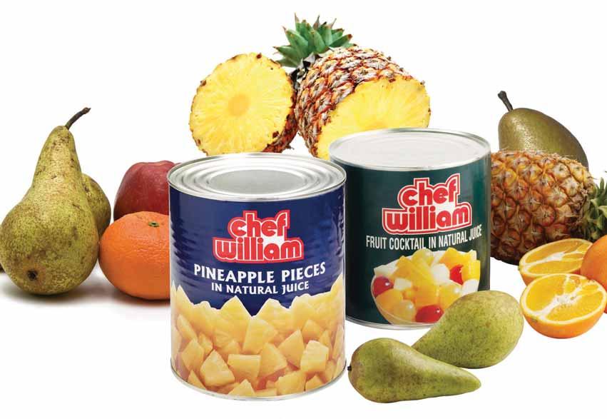 CHEF WILLIAM CANNED FRUITS Description Pack Size Drained Cases-Layers Weight per Pallet Chef William Canned Fruits in