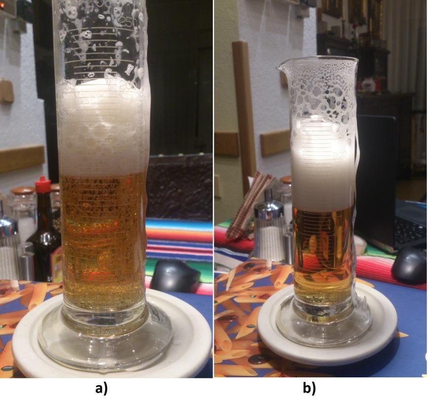 EM 2017 ig. 4. oam decay effect of beer glass surface quality. a) cold dusty glass surface The thin foam contains large bubbles.