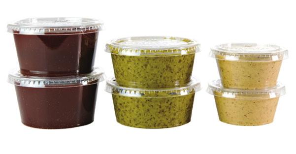 Portion Pots & Lids Compostable (PLA) Portion pots are available in numerous sizes and are ideal for packing dips, sauces and dressings. /Case PPP0 Compostable PLA Portion Pot 0ml (oz) Clear 0 60.9.
