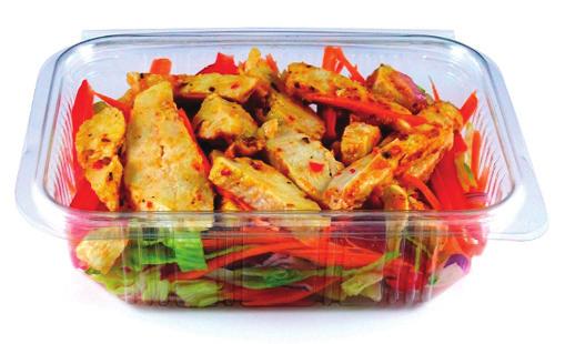 The containers are suitable for cold foods, and ideal for takeaway salads. /Case HCRORP0 RPET Round Hinged Container 0ml 00 7.9.