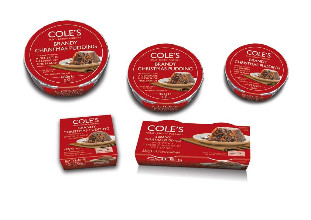 Cole s Brandy Christmas Puddings. Shelf Life: 2 years from Suitable for vegetarians.