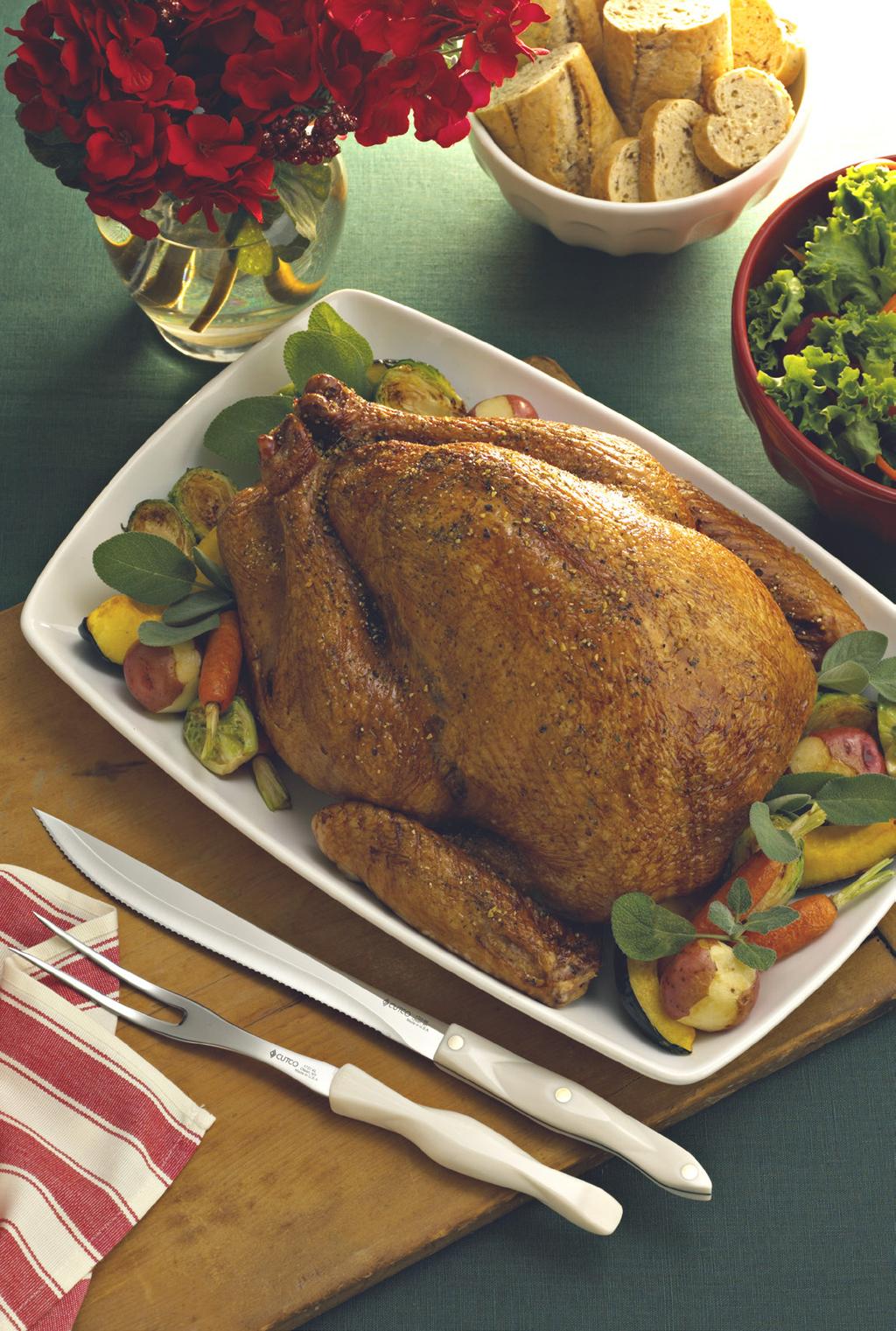 Roasted Butter Herbed Turkey From Certified Master Chef, Fritz Sonnenschmidt Ingredients 3/4 cup of softened butter 1-1/2 teaspoons poultry seasoning 2 teaspoons finely minced garlic 2 tablespoons