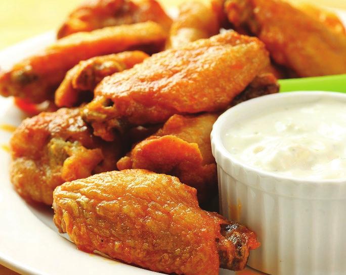99 CRISPY CHICKEN WINGS served with bleu cheese dressing... 10.