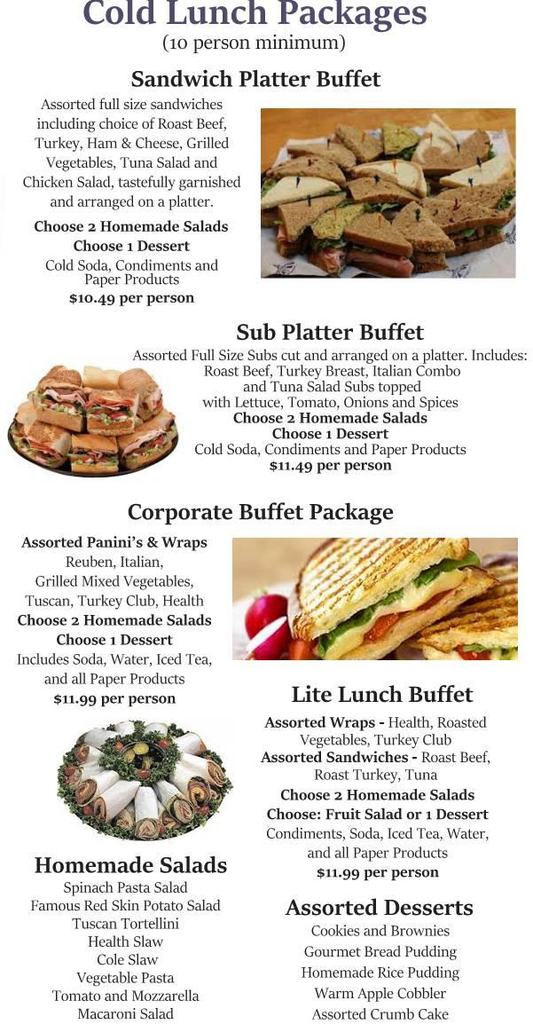 Assorted Full Size Deli Sandwiches including: Roast Beef, Roast Turkey, Deli sloppy joes and tuna salad on fresh bakery rolls and bread. Garnished and arranged on a platter. $11.49 $13.